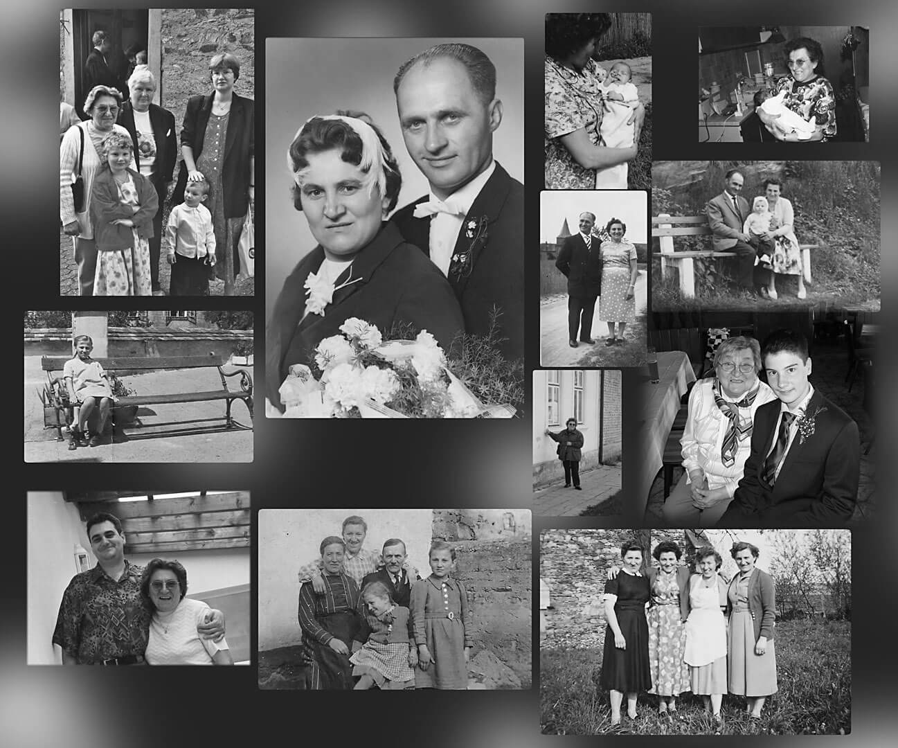 Collage aus Reproduktionen alter Bilder